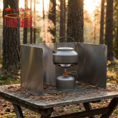 KZ Heavy Duty Stainless Steel Foldable Camping Stove Windshield Portable Outdoor Cooking Windscreen for Picnic BBQ and Hiking