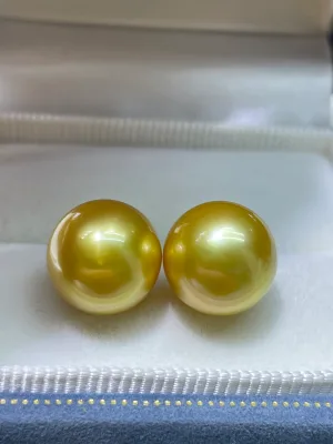 Pure 18K Solid Gold Hoop Earrings Women's Classic Fine Daily Seawater Pearl Earrings