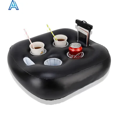 2-function Vinyl Eco-friendly PVC Inflatable Pool Water Float Bottle Tray Cup Beer Cola Drinks Tray for Mobile Phone Holder