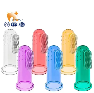 Heat-Resistant Silicone Emulsion Brush Soft Bristle Kids Toothbrush with Thumb Cap Home Use Manual Feature for Baby Care