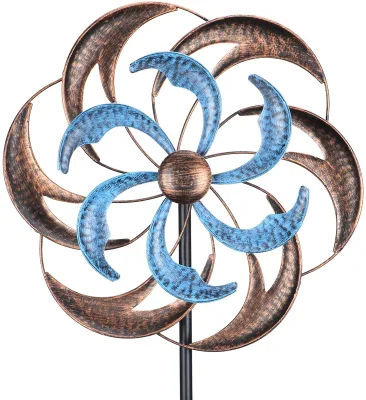 Factory Direct Supply 3d Metal  double colored Wind Spinner Kinetic Wind Sculpture Metal Windmill Stainless Steel Wind Spinner