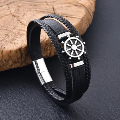 Personalized Anchor Stainless Steel Strand Bracelet Men's Trendy Wholesale Gift