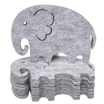 6PCS House Warming Gift Cup Drink Mat Elephant Premium Felt Absorbent Coasters