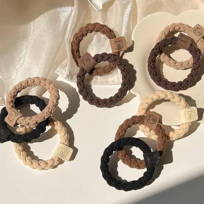 Custom 5 CM Simple Plush Bear Girls Headband Fabric High Stretch and Durable Hair Tie Japanese Cartoon Elastic Hair Bands