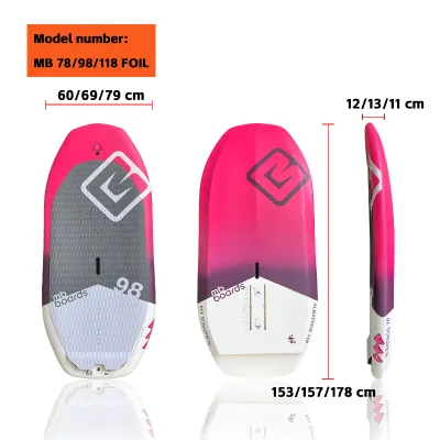 New Style MB Carbon Fiber Surfboard-3 Sizes (78L/98L/118L) Pink Unisex Ocean Use