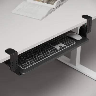 AUKI Black Under Desk Keyboard Drawer, AUKI Clamp-On Tray, Space-Saving Design for Office & Home