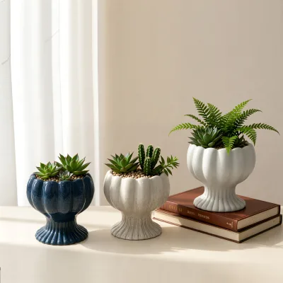 Nordic Ceramic Pot Simple Ins Irregular Shape Tabletop Eco-Friendly Durable Flowers Pot for Hydroponic Cactus Green Planting