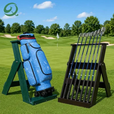 Hot Selling Solid Wood Golf Bag Stand Stable A-Frame Design Corrosion-Resistant Golf Club Display Rack Holder Organizer