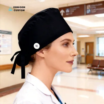 Solid Color Cap Nurse Work Wear Women Men Dental Hospital Scrub Hats Adjustable Long Short Hairs Doctor Hat
