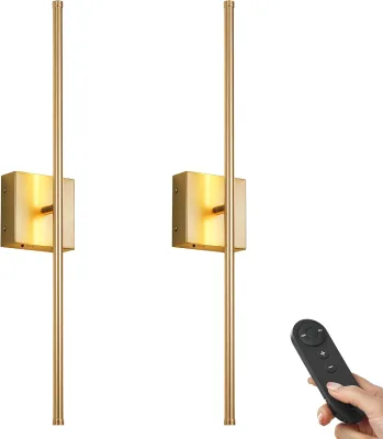 Battery Operation Wall Lamp Wireless Rechargeable Wall Sconces Black with Remote Control Dimmable