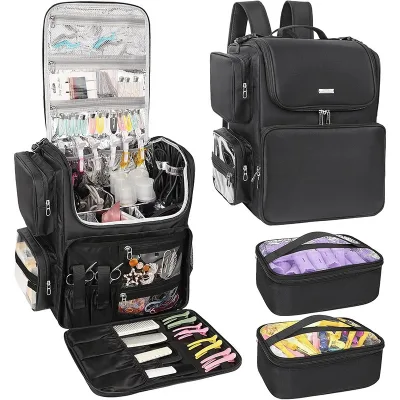 Hot Sales Double-Shoulder Trolley Rod Backpack for Hair Stylists | Heat-Resistant Large Capacity Zipper Closure Bag