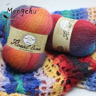Wholesale Red Worsted Blended AB Knitting rainbow Acrylic Wool Yarn