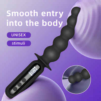 Vibrating Anal Beads 10 Frequency Vibration for Anus Stimulation Super Long Butt Plug Soft Deep Vibration Exercise Plug