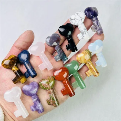 Wholesale Hot natural gemstone rose quartz key shape carving crystal quartz pendant for necklace