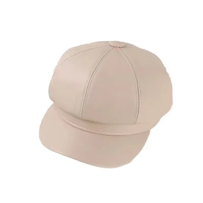 Show Face Small PU Beret Outdoor Temperament Fashion Retro Octagonal Hat