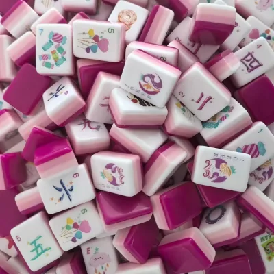 Bestselling Latest American Modern Style Pastel Dreams Rose Red Acrylic Mahjong Tiles 160 Suitable Casual Tabletop Games for