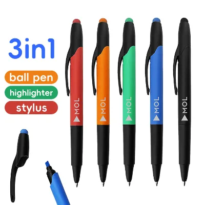 Multi Function Design Three in One Highlighter Ballpoint Pen Touching Electric Screen