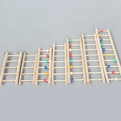 Factory Wholesale Solid Wood Parrot Bird Ladder Bird Toys Accessories Bird Cage Ladder New Design