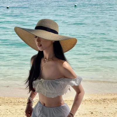 New Collection Sun protection Sun Sunshine Sombrilla Oversize Sombrero De Mujer Playa Novelty Floppy Straw Hat for Crafting