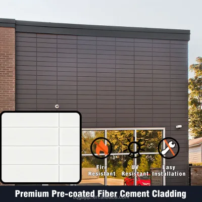 A1 Grade Shock Resistant Block Alike Pre-Coated Fiber Cement Panels Use for Curtain Wall with Shadow Lines