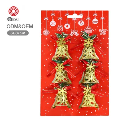 Hot Selling Factory Cheap Price Small Brass Color Plastic Jingle Bells Christmas Ornament Gold Xmas Bell Decoration