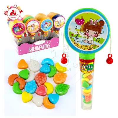 Big Rattle Drum Shaped  Toy with Pressed Candy