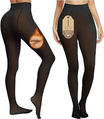 Fleece Lined Women Thermal Pantyhose Winter Warm Sheer Thick Tights