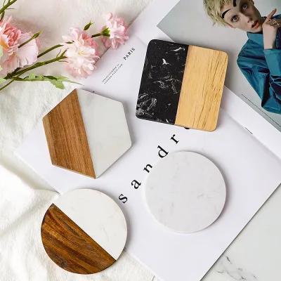 Factory Customize Wooden coaster Household Restaurant Wood coaster Round Marble coaster