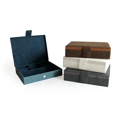 Classic Faux Leather Rectangular Custom Jewelry Velvet Storage Box Organizer with Lid