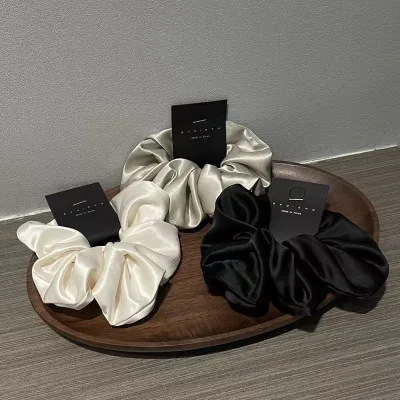 New Large Textured Satin Hair Band Scrunchies Custom logo Simple Fashionable All-match Ball Big Hair Scrunchie
