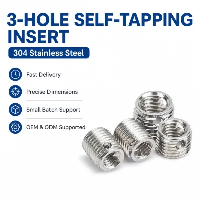 High Quality 3-Hole Self-Tapping Thread Insert Stainless Steel Thread Reinforcing Bushing OEM Custom Available