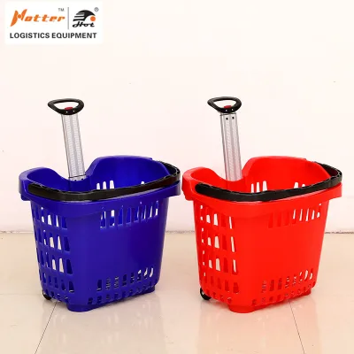 Supermarket Shopping Basket Plastic Trolley Shopping Basket Collapsible Shopping Basket