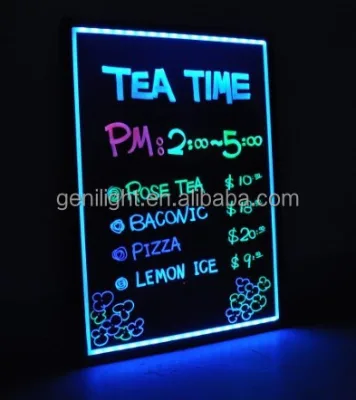 Genilight Acrylic LED Neon Sign Indoor Chalk Board RGB LED Remote Control Aluminum Frame Multi-Color Illuminated Write-On