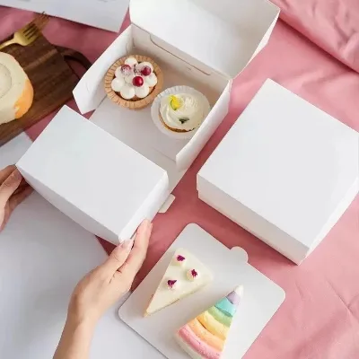 White Rectangle Baking Packaging Paper Box with Lid