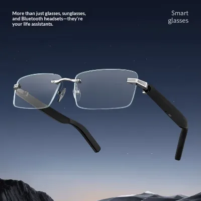 2026 New Lightweight Smart Glasses with Voice Assistant for Call Music Anti-Blue Light Wireless Headset Rimless Style
