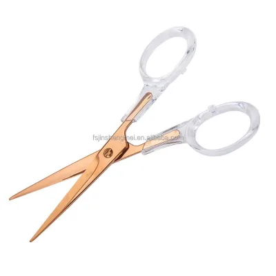 Transparent Acrylic Handle With Stainless Steel Rose Gold Sharp Blade Scissors Adult Office School Shearing Tools Factory Supply