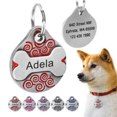 Personalized Dog Tag Custom Free Engraving Dogs ID Tags Plate Anti-lost Pet Dog Tag for Collar Necklace