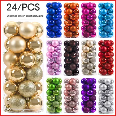 6cm Christmas Decoration Plastic Ball Party Hanging Modern Minimalist Barrel Set Semi-handmade Plated Ball