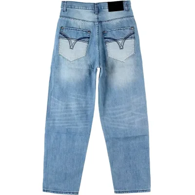 Pattern Print; High; Streetwear Y2K; Men's Cut Light Wash Jeans Vintage Denim Embroidery for Summer Autumn