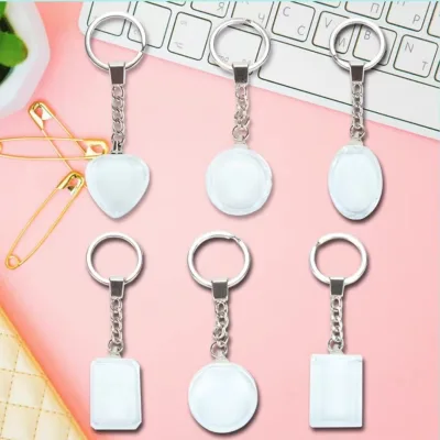 Sublimation Crystal Key Chain Heat Transfer Blank Printing Key Chain Sublimation Photo Slates Keychain