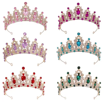 European American Cross-border Crown Headdress Women's Princess Sweet Style Birthday Stage Bride Wedding Dress Accessories Metal