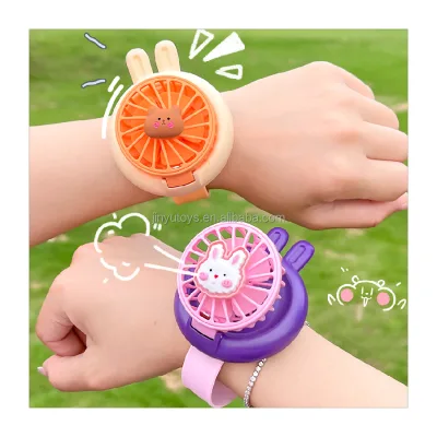 Cute Cartoon Hand Wrist Watch Portable Fan Children's Kids Summer Gifts Rechargeable Fans Wrist Wearable Air Cooling Fan Watch