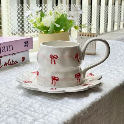 Hand-Painted Hand-Pulled Ceramic Coffee Cup Saucer Latte Butterfly Art Design High Quality Porcelain Hot/Cold Safe Business Gift