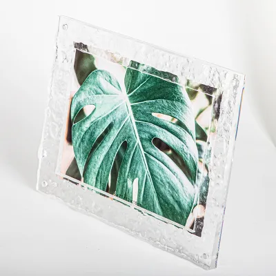 Acrylic Photo Frame L Shape Hanging Photo Stand Clear With Ice Texture Finish 4X6 Inch Desktop Display Photo Stand