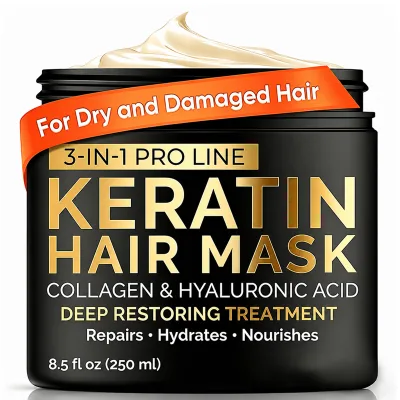 OEM Keratin Hair Mask Argan Oil Collagen Hydrolyzed Keratin Hyaluronic Acid Deep Repair for Dry Damaged Hair Care Hair Mask