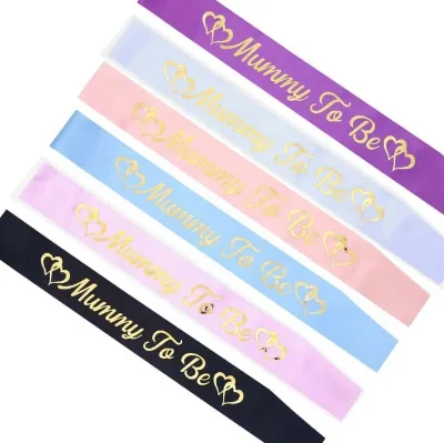 Pink Blue White Satin Sash for Mom Mummy to Be Baby Shower Gender Reveal Party Favor Gifts Wedding Decorations