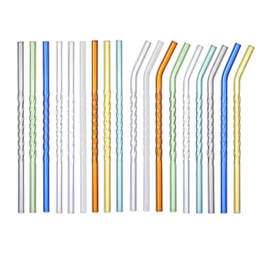 2026 Clear Durable High Borosilicate Glass Straws 20cm Length for Cold and Hot Drinks