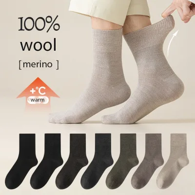 Unisex Warm Winter Thick Thermal Cozy 100% Merino Wool Crew Comfy Socks