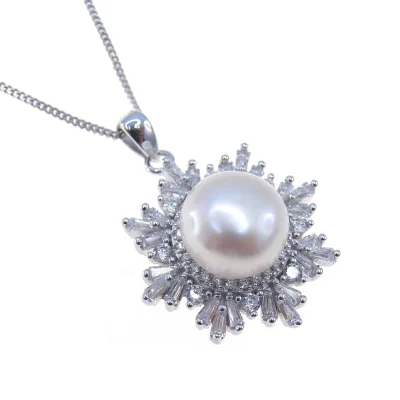 Freshwater Pearl Jewelry 925 Sterling Silver Pendant Fresh Water Pearl Sets for Girl's Pendant
