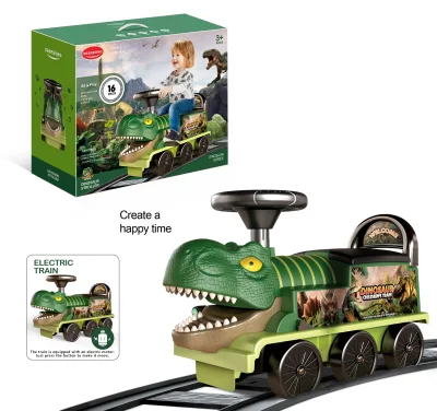 Electric Kids Car New 220CM Kids Tracks Toy Electric Dinosaur Ride on Car With Track Light & Music